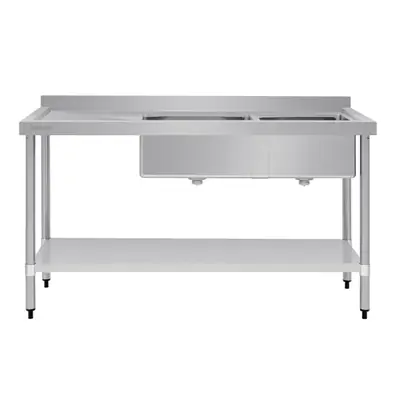 Vogue Double Bowl Sink L/H Drainer (90mm Drain) 1800x700mm - HC920