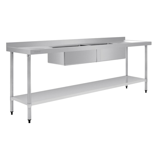 Vogue Double Bowl Sink Double Drainer (90mm Drain) 2400x700mm - HC921