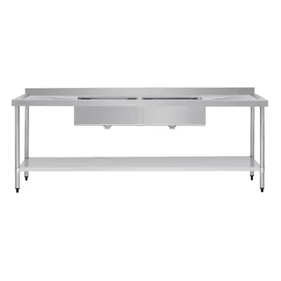 Vogue Double Bowl Sink Double Drainer (90mm Drain) 2400x700mm - HC921