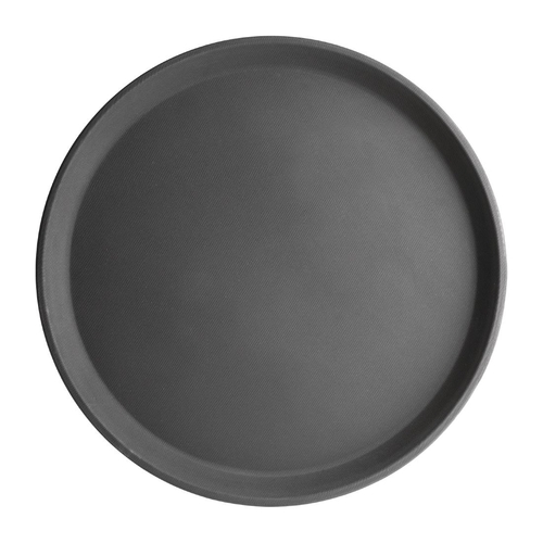 Olympia Kristallon Anti-Slip Fibreglass Round Tray Black 356mm - J846