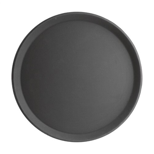 Olympia Kristallon Round Tray Anti-Slip Fibreglass Black - 406mm 16" - J847