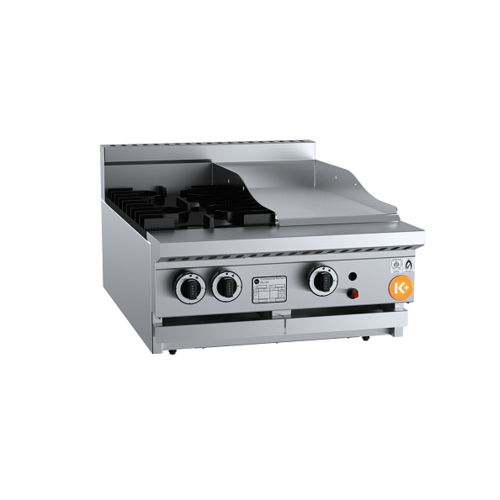 B+S K+ KBT-SB2-GRP3BM Gas Combination Two Open Burners & 300mm Grill Plate Bench Mounted - KBT-SB2-GRP3BM