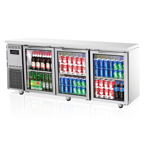 Turbo Air KGR18-3-N - Undercounter 3 Door Glass Fridge - 1800mm wide - KGR18-3-N