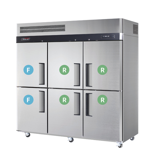 Turbo Air KRF65-6-N - 6 Half Door Top Mount Dual Temp Fridge / Freezer - KRF65-6-N