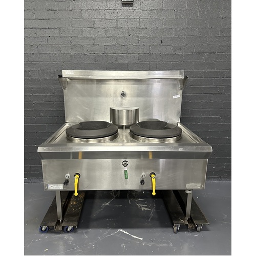 Pre-Owned Luus WZ-2C - 2 Hole Gas Wok with Chimney Burners - PO-1450