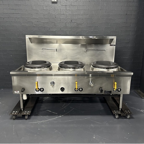 Pre-Owned B+S 3 Hole Gas Wok with Duckbill Burners - Nat Gas - PO-1470