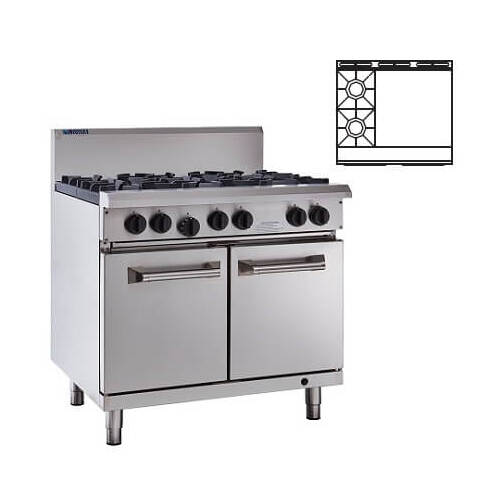 Luus RS-2B6P - 2 Open Burners + 600mm Griddle with Oven - RS-2B6P