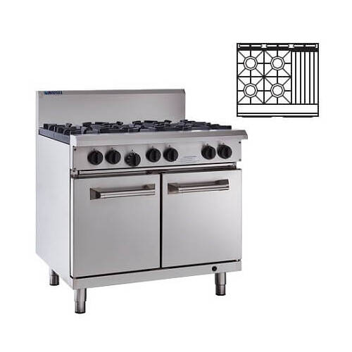 Luus RS-4B3C - 4 Open Burners + 300mm Chargrill with Oven - RS-4B3C