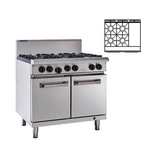 Luus RS-4B3P - 4 Open Burners + 300mm Griddle with Oven - RS-4B3P