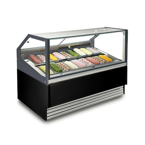 Bonvue SGD-18B - Gelato / Ice Cream Display Showcase - 18 x 5 Litre Pans (Black) - SGD-18B