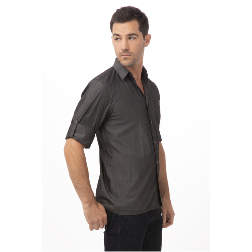 Chef Works Detroit Long Sleeve Denim Shirt - SKL001-BLK-S - SKL001-BLK-S