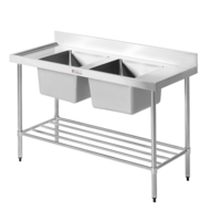 Simply Stainless Double Sink Bench 700 Series [Choose Width: 1200mm] - SS06.7.1200