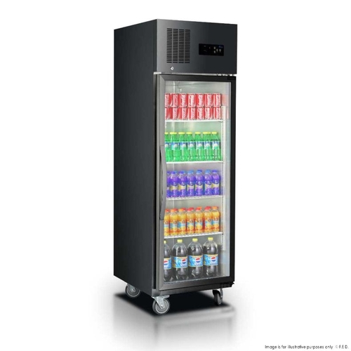 Thermaster SUCG500B - Single Glass Door Upright Fridge Black Stainless Steel - 500L - SUCG500B