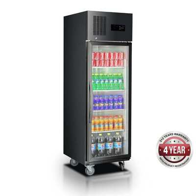 Thermaster SUFG500B - Single Glass Door Upright Freezer Black Stainless Steel - 500L - SUFG500B
