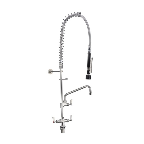 3Monkeez T-3M53058 Stainless Steel Dual Hob Mount Pre Rinse Unit With 12" Pot Filler - T-3M53058