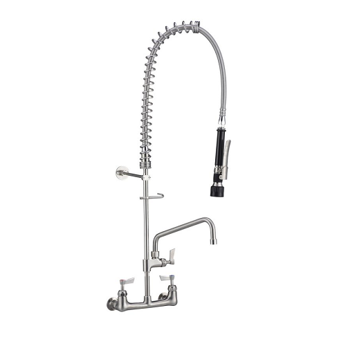 3Monkeez T-3M53473 Stainless Steel Exposed Wall Mounted Pre Rinse Unit With 12" Pot Filler - T-3M53473