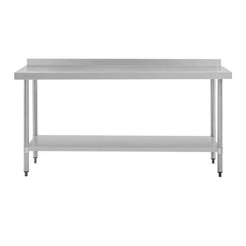 Vogue Stainless Steel Prep Table with Splashback 1800x600x900mm - T383