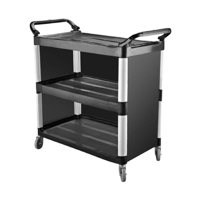 Caterrax Black Plastic Utility Trolley 3-Shelf Closed Sides 1020x500x960mm - TR-136