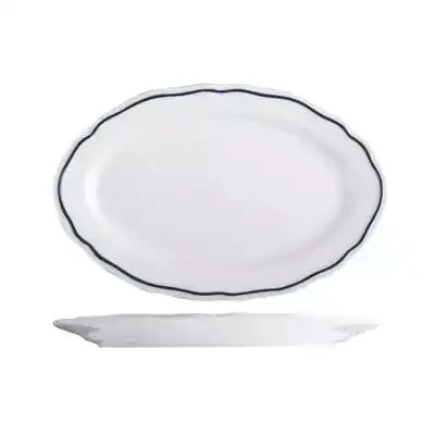 Tuxton Charleston Blue Band Oval Plate 230mm (Box of 24) - TX120231