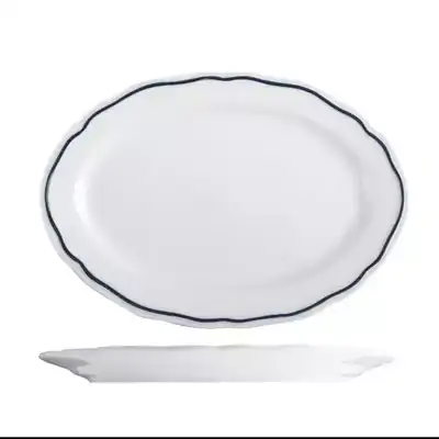 Tuxton Charleston Blue Band Oval Plate 270mm (Box of 12) - TX120232