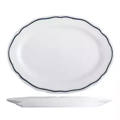 Tuxton Charleston Blue Band Oval Plate 320mm (Box of 12) - TX120233