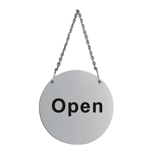 Vogue Stainless Steel Open & Closed Door Sign 130mm - U065