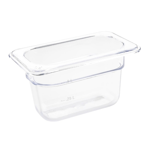 Vogue Clear Polycarbonate 1/9 Gastronorm Tray 100mm - U243