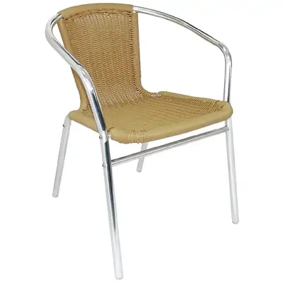 Bolero Aluminium & Natural Wicker Chair (Pack of 4) - U422