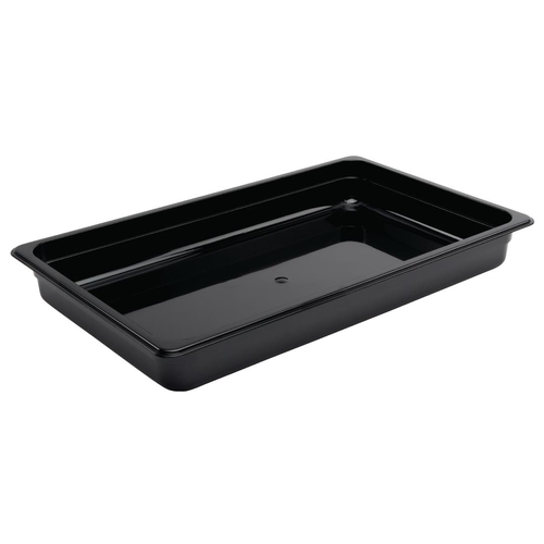 Vogue Black Polycarbonate 1/1 Gastronorm Tray 65mm - U454