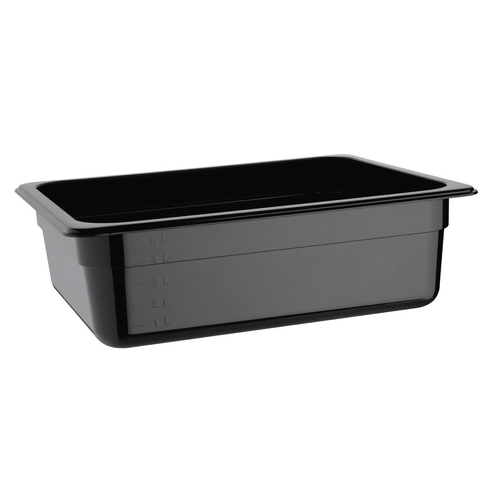 Vogue Black Polycarbonate 1/2 Gastronorm Tray 100mm - U459