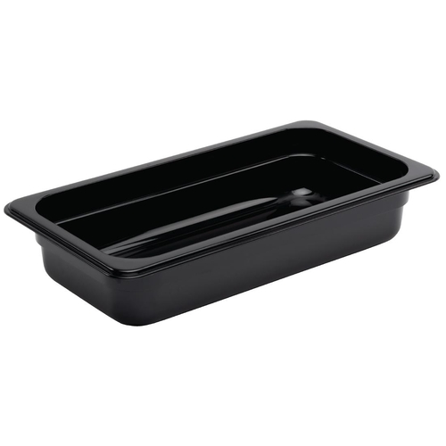 Vogue Black Polycarbonate 1/3 Gastronorm Tray 65mm - U462