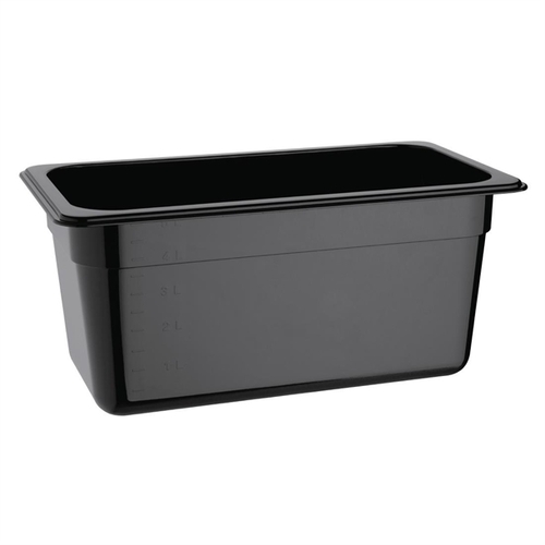 Vogue Black Polycarbonate 1/3 Gastronorm Tray 150mm - U464