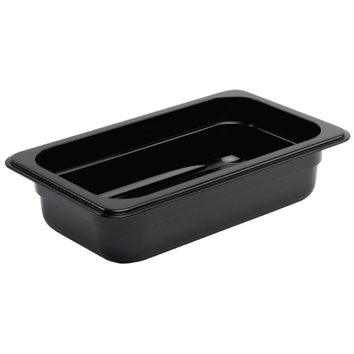  Vogue Black Polycarbonate 1/4 Gastronorm Tray 65mm - U466