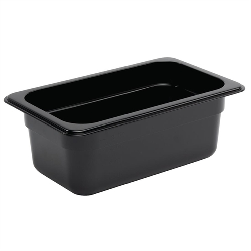 Vogue Black Polycarbonate 1/4 Gastronorm Tray 100mm - U467