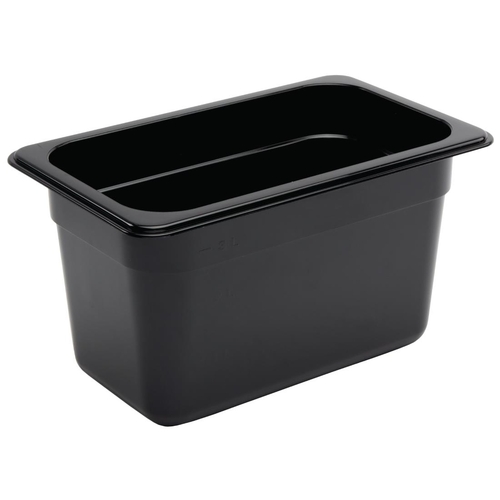 Vogue Black Polycarbonate 1/4 Gastronorm Tray 150mm - U468