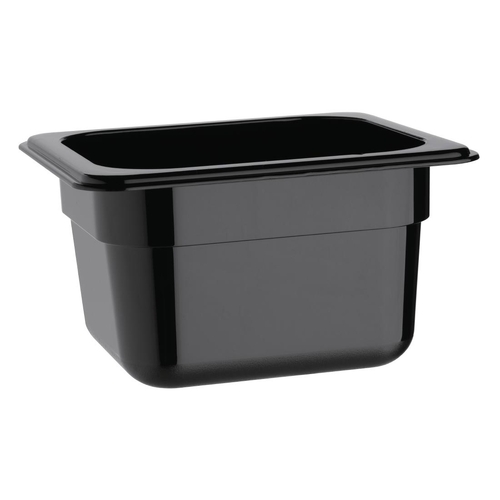 Vogue Black Polycarbonate 1/6 Gastronorm Tray 100mm - U470