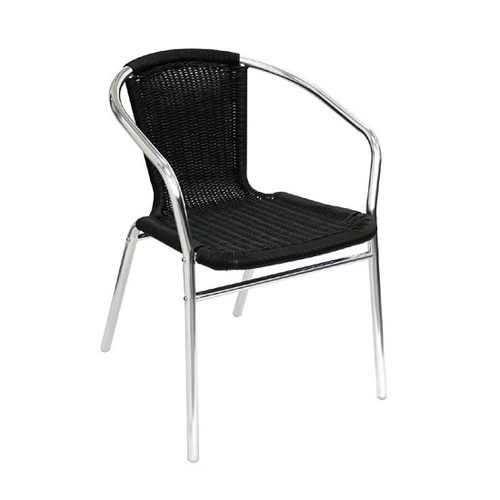 Bolero Aluminium & Black Wicker Chairs Black (Pack of 4) - U507