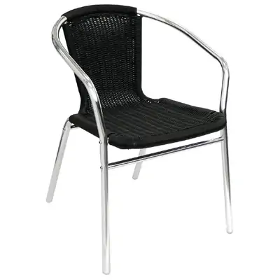 Bolero Aluminium & Black Wicker Chairs Black (Pack of 4) - U507