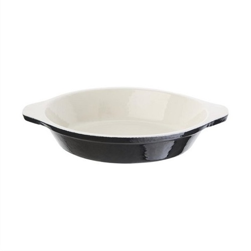 Vogue Black Round Cast Iron Gratin Dish 400ml - U561