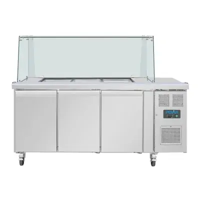 Polar UA018-A U-Series GN Counter Saladette with Square Sneeze Guard - 3 Door - UA018-A