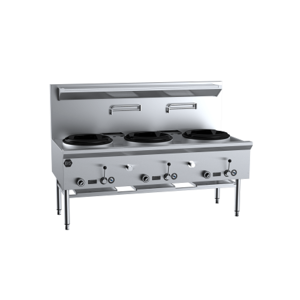 B+S Black UFWWD-3 Gas Three Hole Deluxe Waterless Wok Table - UFWWD-3