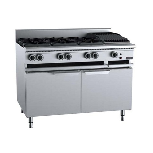 B+S Verro VBT-SB6-CBR3 Gas Combination Six Open Burners & 300mm Char Broiler - VBT-SB6-CBR3