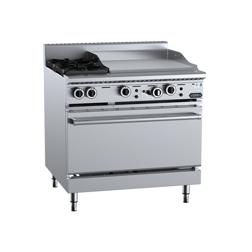 B+S Verro VOV-SB2-GRP6 Gas Two Open Burners & 600mm Grill Plate with Oven - VOV-SB2-GRP6