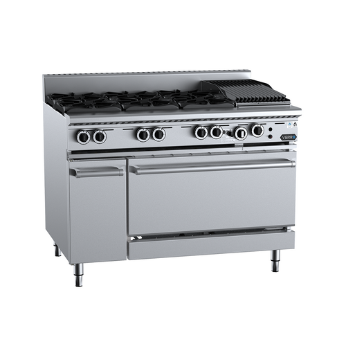 B+S Verro VOV-SB6-CBR3 Gas Six Open Burners & 300mm Char Broiler with Oven - VOV-SB6-CBR3