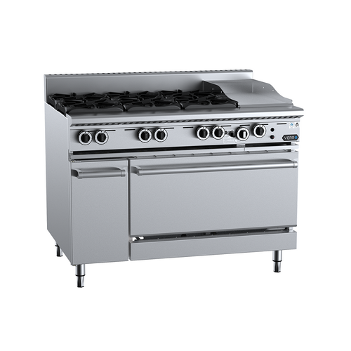 B+S Verro VOV-SB6-GRP3 Gas Six Open Burners & 300mm Grill Plate with Oven - VOV-SB6-GRP3