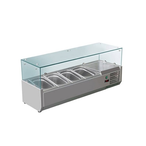 FED-X XVRX1200-380 - Stainless Steel Salad Bench with Glass Canopy - 4 x 1/3 GN - XVRX1200-380