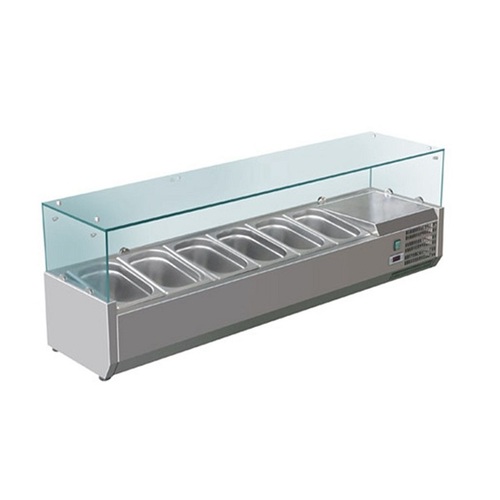 FED-X XVRX1500-380 - Stainless Steel Salad Bench with Glass Canopy - 6 x 1/3 GN - XVRX1500-380