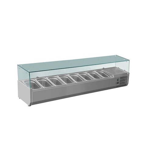 FED-X XVRX1800-380 - Stainless Steel Salad Bench with Glass Canopy - 8 x 1/3 GN - XVRX1800-380