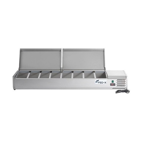FED-X XVRX1800-380S - Stainless Steel Salad Bench with Stainless Steel Lid - 8 x 1/3 GN - XVRX1800-380S