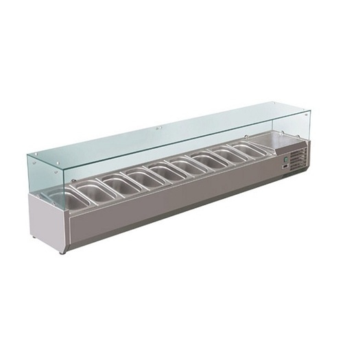 FED-X XVRX2000-380 - Stainless Steel Salad Bench with Glass Canopy - 9 x 1/3 GN - XVRX2000-380